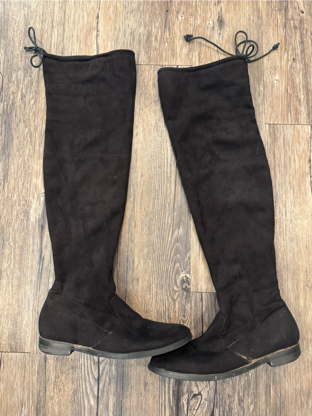 Boohoo Black Over-the-Knee Suede Boots